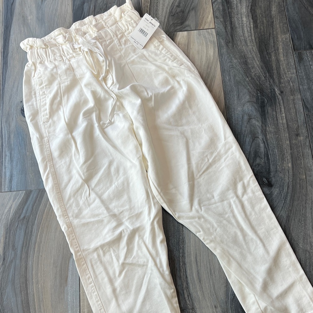 Free people white cotton high rise pant